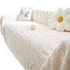 Cream Velvet Non-slip Sofa Cover - Cat Scratch Resistant, All-Season, Fully Enclosed Cushion Protector.