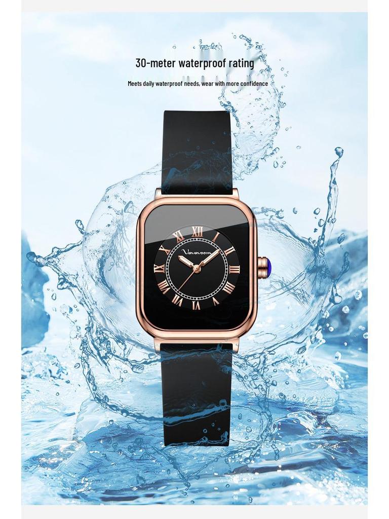 2025 Women's Business Casual Waterproof Quartz Wristwatch with Silicone Band