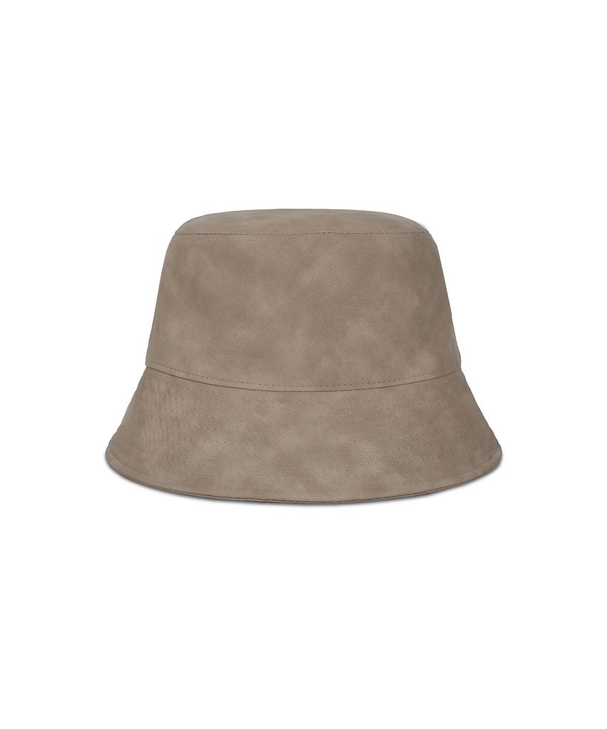 Bajal Va Studded Vegan Leather Bucket Hat Beige