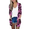 Women's Fashion Loose Casual Pocket Printed Cardigan Seven Sleeve Jacket Top