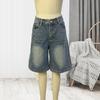 Women's Bermuda Jean Shorts High Waisted Knee Length Baggy Jorts Wide Leg Loose Denim Shorts with Pockets