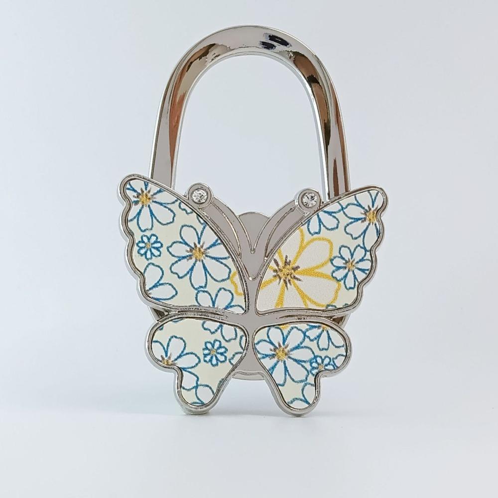 Durable Foldable Butterfly Handbag Hook Portable Creative Purse Holder Chrysanthemum Flowers Purse Hanger for Table