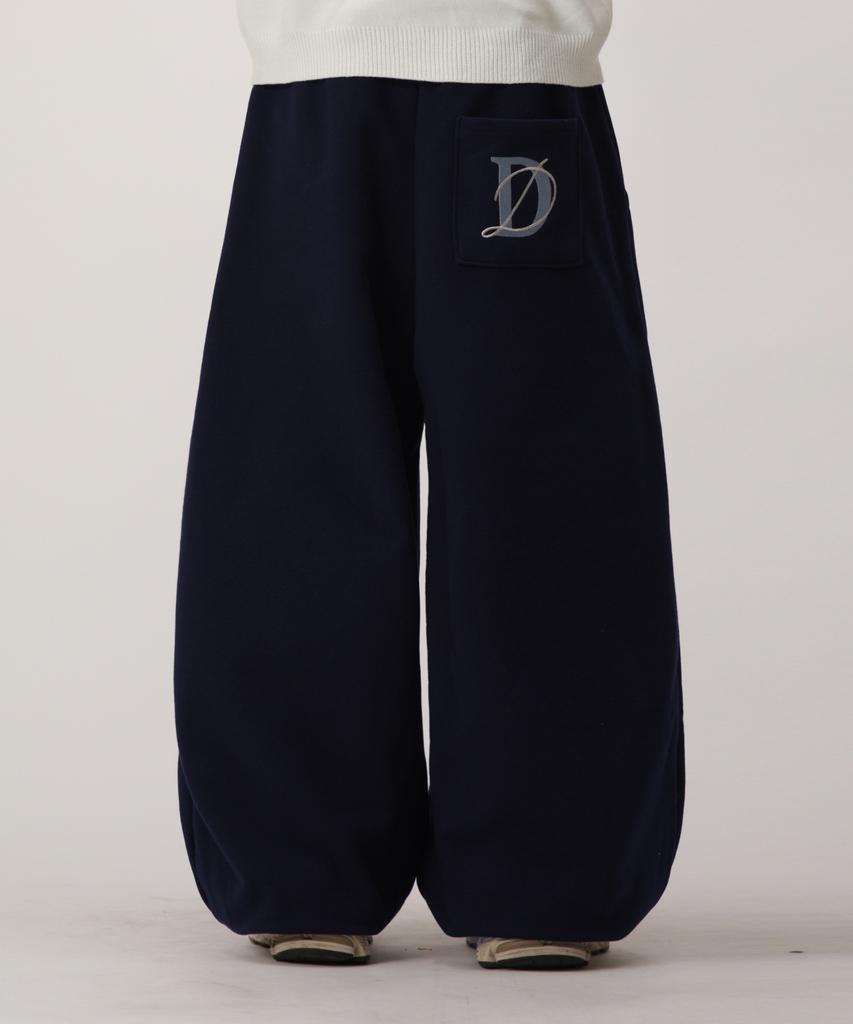 Dibellobeu Classic Embroidered Logo Wide Jogger Pants_Navy
