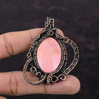 Pink Opal Pendant Copper Wire Wrapped Pendant Genuine Gemstone Pendant Handmade Brand New Pendant Copper Wire Wrap Jewelry Mother's Day Gift
