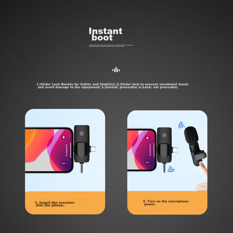 Masentek Wireless Lavalier Microphone, Recording And Amplification Device, One-To Suitable for Smartphones, Computers, And Cameras, 2 Mics