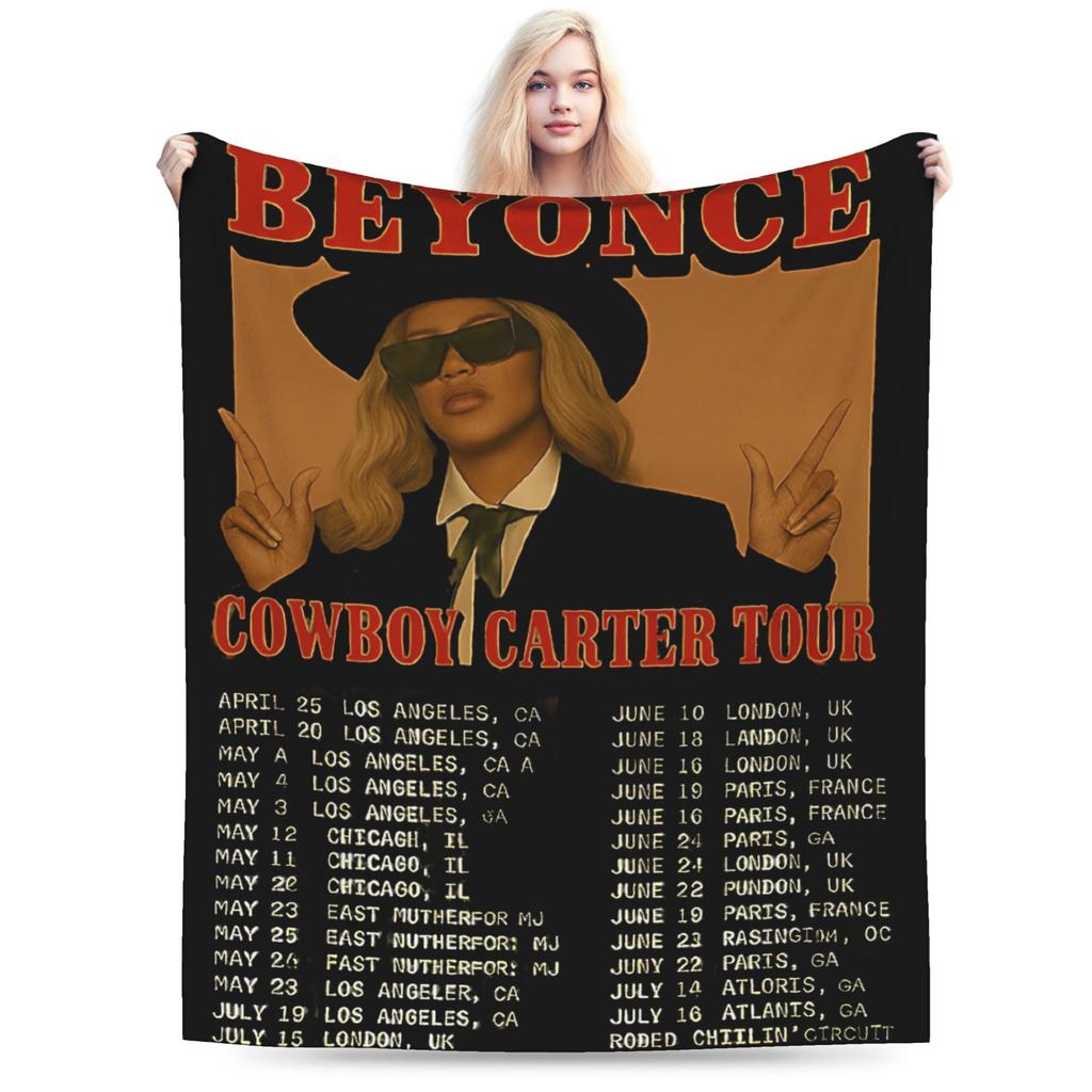 Super Soft Beyonce Cowboy Carter 2025 Tour Throw Blanket Premium Fleece Flannel Bed Blanket Cozy Plush Bedspread All Season Use