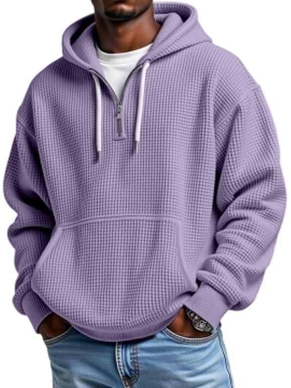 2025 Men's 3D Print Zipper Hoodie Sweatshirt – Waffle Pattern