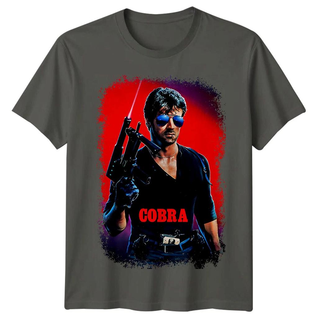 T-shirt Azione Retrò Cobra 1986 per Uomo Donna Sylvester Stallone Poliziotto Thriller Grafica Classica Top Casual Vintage