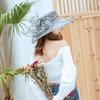 Damen Europäischer & Amerikanischer Sommer Hut mit breiter Krempe Organza Netz Sonnenhut