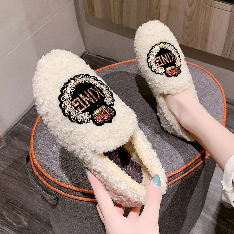 Fashion Women Casual Flat Shoes Soft Loafers Fashion Winter Shoes Comfort Warm Plush Bow Slip On Female Cotton Shoes Zapatos De Mujer