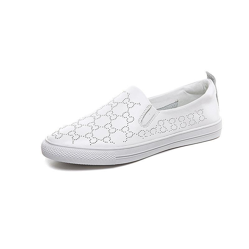 The New First-layer Cowhide Women's Shoes Are Simple, Soft, Flat-bottomed and Comfortable, Lazy Shoes, Overfitting Lefu Genuine Leather  Shoes.