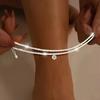 2pcs Rhinestone Pendant Ankle Chain Adjustable Thin Foot Chain Double-Layer Anklet  Holiday Gifts