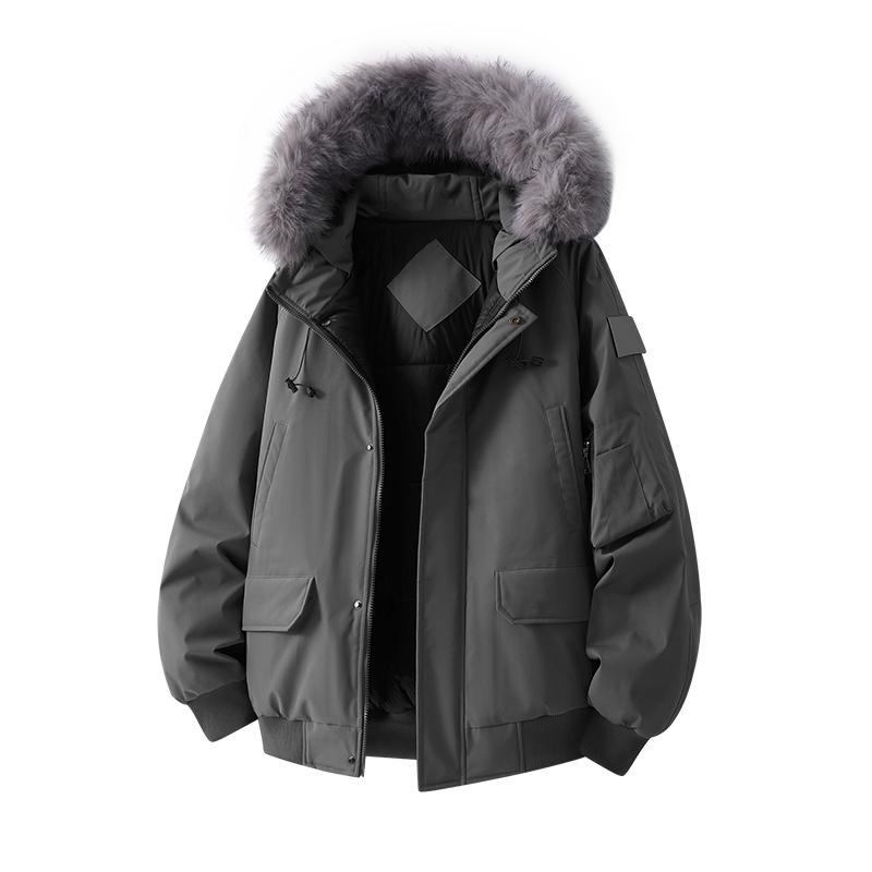 Men's Fur Collar Velvet Jackets, Men's Cotton Coats, Men's Loose Hooded Tops