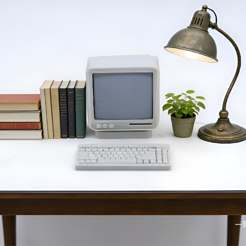 1/3 Sets 1:12/1:18 Dollhouse Mini Retro Desktop Computer Model Toys Miniature Home Scene Ornament Doll House Accessories