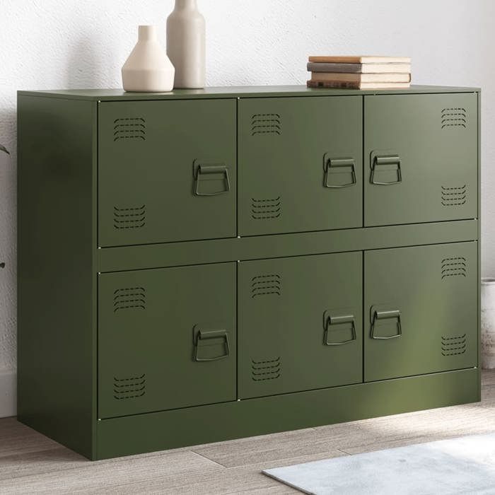 VidaXL Olive Green Buffet 99x39x73 Cm Steel, Cabinet, Cupboard, Highboard, Sideboard, Storage Cabinet, 841797