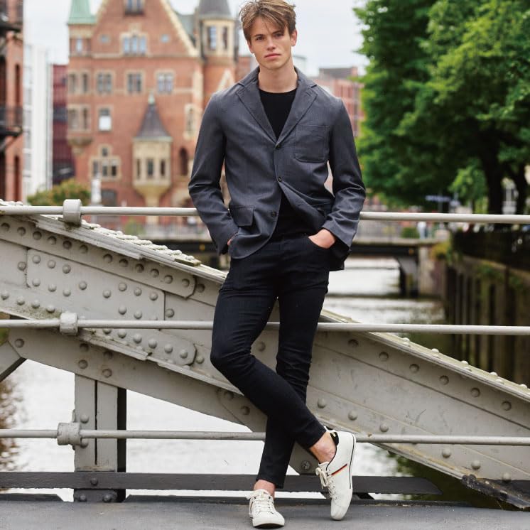 Maubus Men's Genuine Leather Casual Walking Shoes, Current Model MELNIK (White/France, Measurement 25 Points, 0 Centimeters)