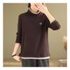 Autumn and Winter New Turtleneck Splicing Bottoming Shirt Women's Fashion Double-sided Thickened Loose Contrasting Top