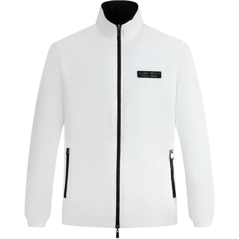 Armani Exchange FW23 Solid Color Stand Collar Reversible Long Sleeve Cotton Jacket Men Jackets White 6RZB04-ZNICZ-6111