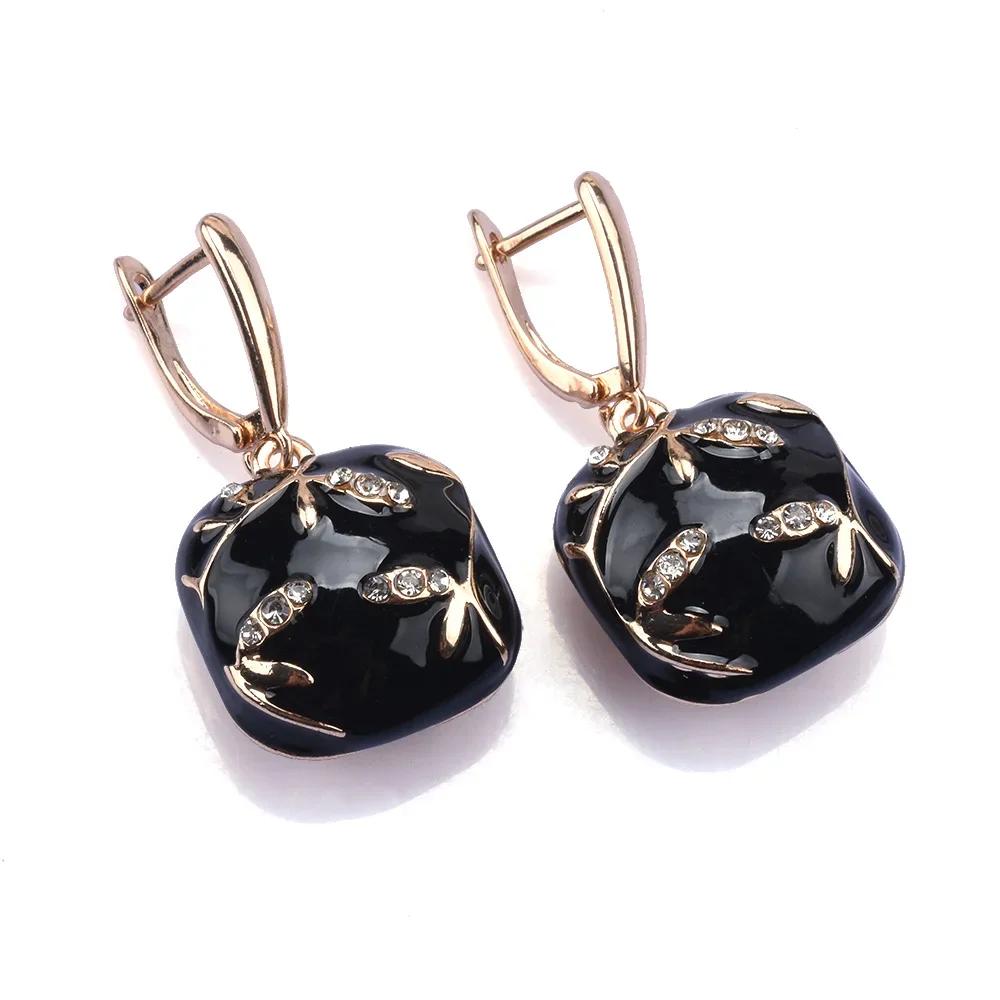 

New Fashion Black White Enamel Drip Oil Geometric Metal Alloy Statement Hanging Earrings Women Korea Summer Jewelry чорний