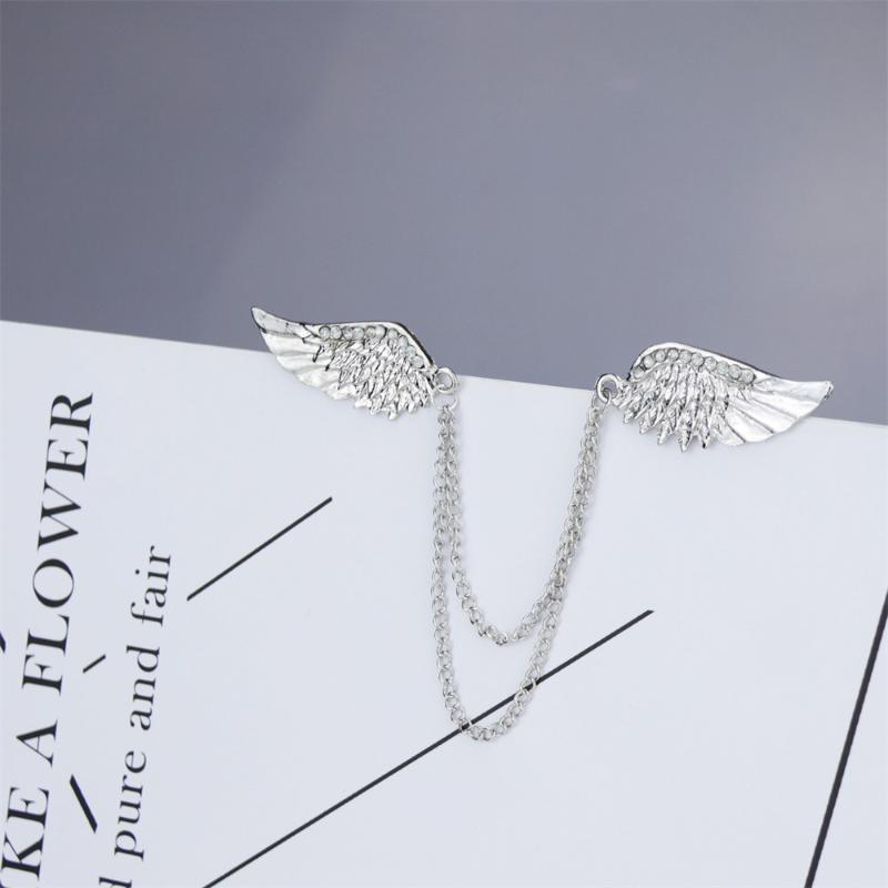 Angel Wing Brooch Metal Tassels Chain Lapel Pins Men Suit Shirt Corsage Gifts For Women Accessories Gift