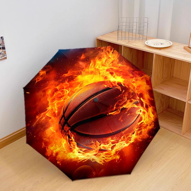 1 Stück Basketball Sport Regenschirm Tragbarer Faltregenschirm Eisenrahmen Loch Rippenstruktur Outdoor Heim Regenschirm A8