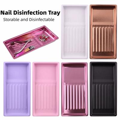Stainless Steel Nail Tool Organizer Square Cosmetic Storage Tray Nail Art Plate  Nail Salon