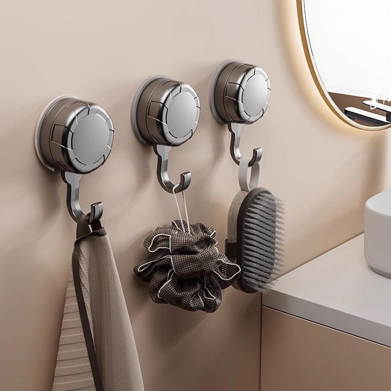 Bag & Clothes No-Drill Adhesive Hook: Traceless, Strong Vacuum Suction for Bathroom Use