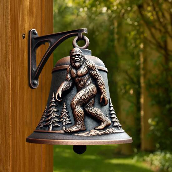 Yousheng Sasquatch Door Bell Vintage Middle Finger Wild Savage Welcome Door Hanger Bell Home Office Entrance Door Wall Hanging Metal Decorative Bell