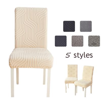 Stuhlhussen für Esszimmerstühle, Stretch-Jacquard, dicker Plüsch, 5 Stile, Fadenmuster, Stuhlüberzüge, Super-Fit-Stuhlschutz