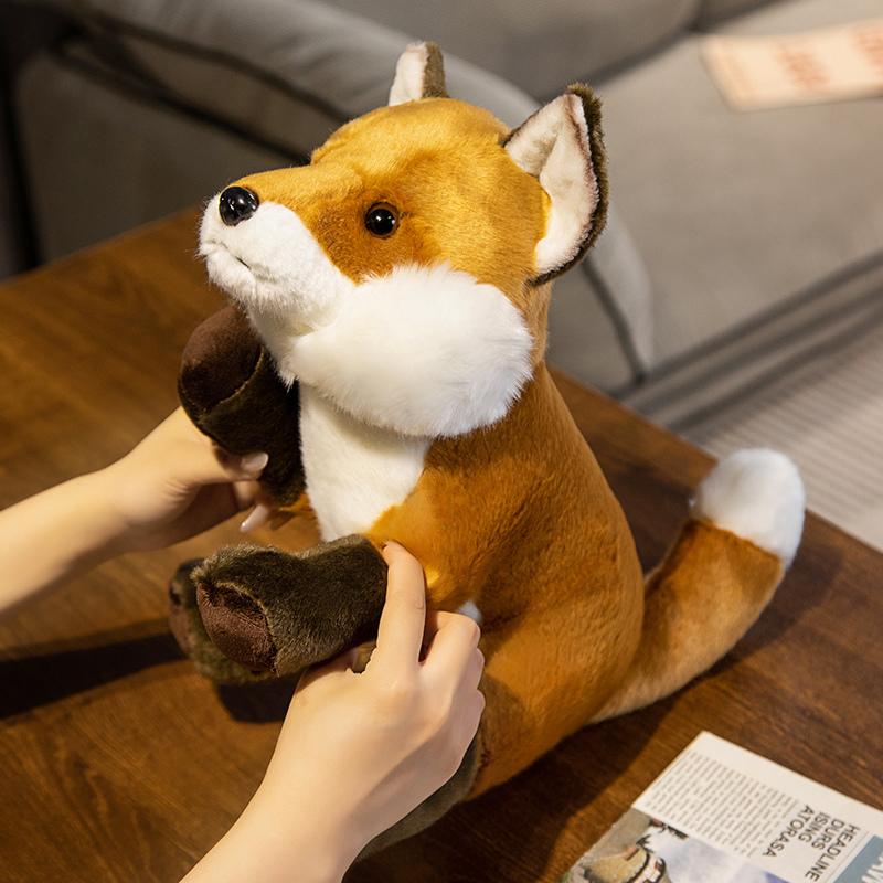 Cute Simulation Fox Plush Toy Kawaii Stuffed Wild Animals Lovely Lifelike Plushies Soft Kids Toys Birthday Gifts Home Decor