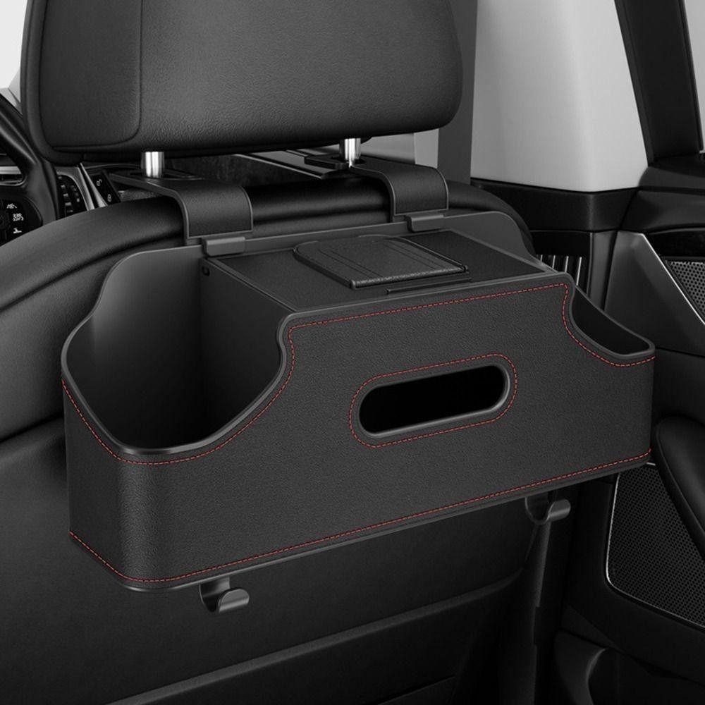 1 Stück Auto Innenaufbewahrung Auto Taschentuchbox Halter mit 2 Getränkehaltern Kopfstützenhaken Autozubehör