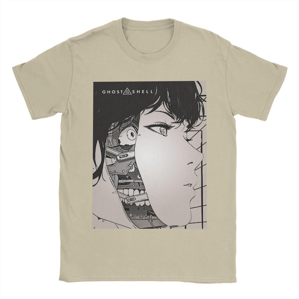 Ghost in the Shell T Shirts Men Cotton Vintage TShirts Crew Neck  Tee Shirt Short Sleeve Clothing Printed