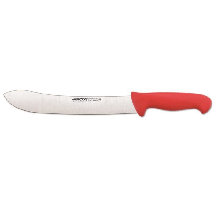 Couteau de boucherie - ARCOS - 292722 - Acier inoxydable NITRUM - Lame 25 cm - Mango ergonomique rouge