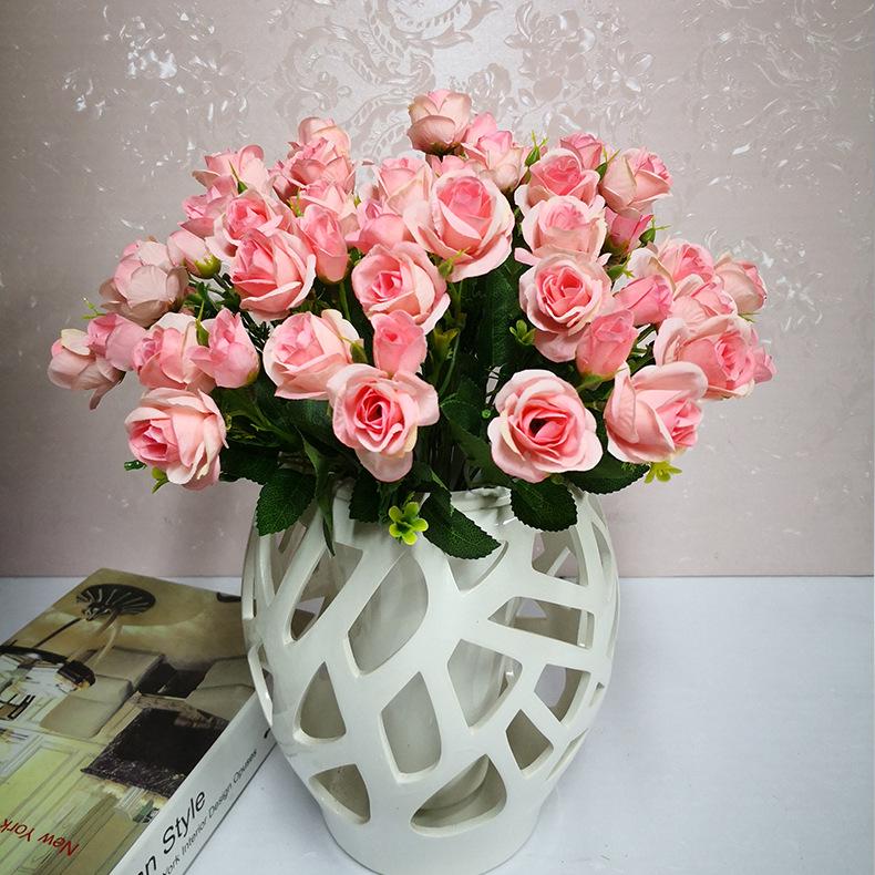 European & Korean Style Artificial Rose Bouquet - 15 Small Roses for Home Decor and Weddings