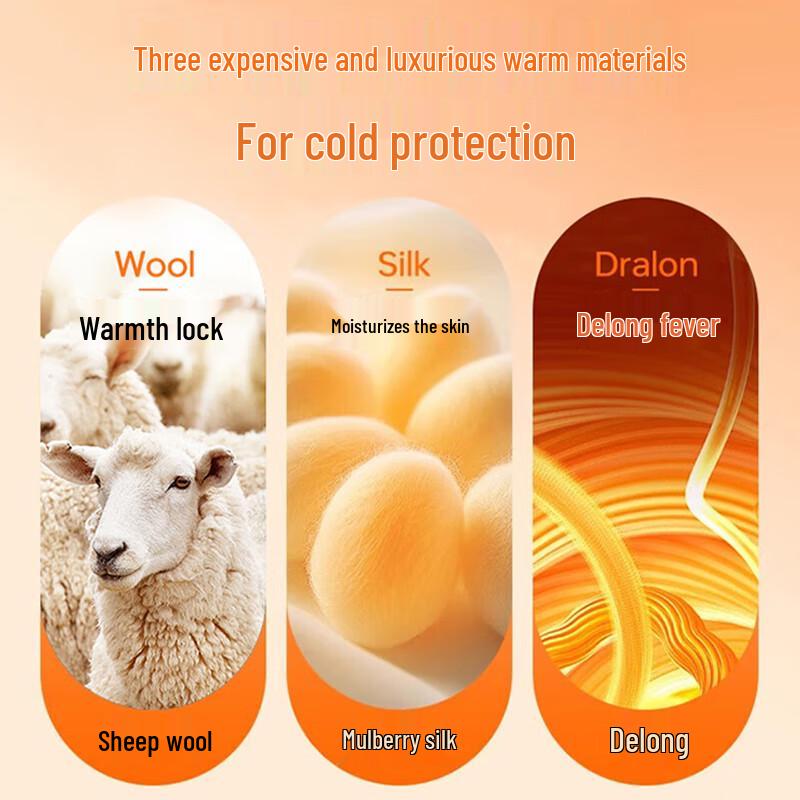 Langsash Women's Plus Size Wool Silk Thermal Underwear Set