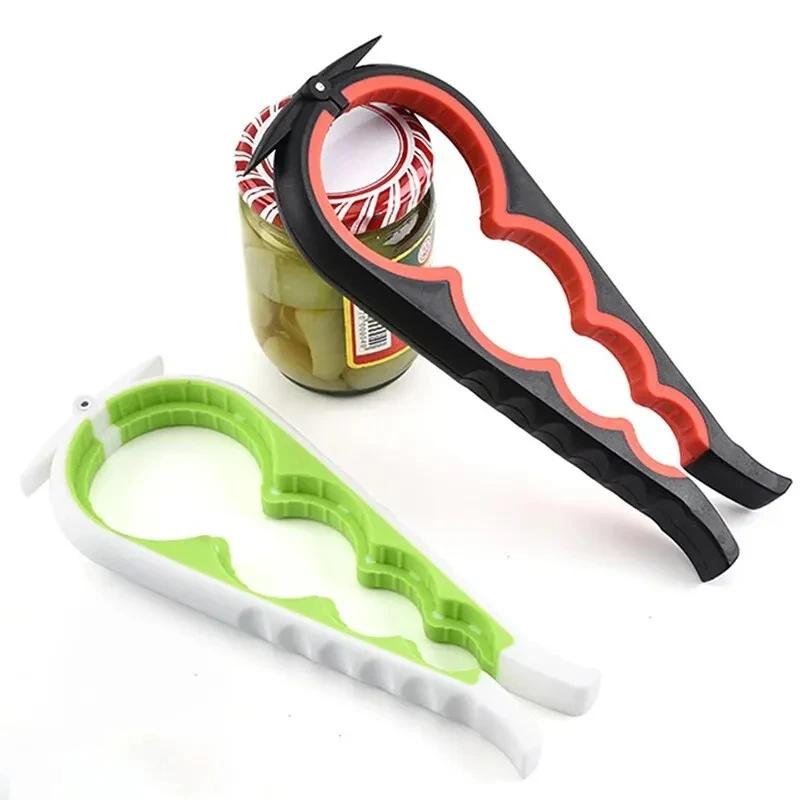 Multi-Functional 4-in-1 Can Opener & Bottle Opener Set | Anti-Slip Grip + 4 Position Bottle Cap Twister for Beer Soda Beverages