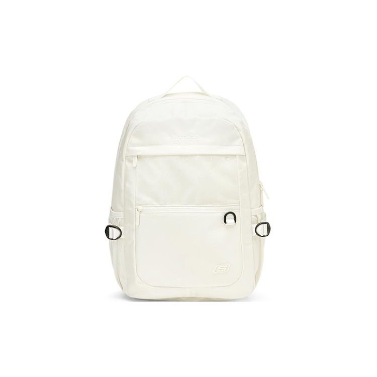 Skechers Casual Versatile Zipper Closure Fabric Backpack Large Unisex Backpack Tofu-White L124U071-0211 Tofu White,Large