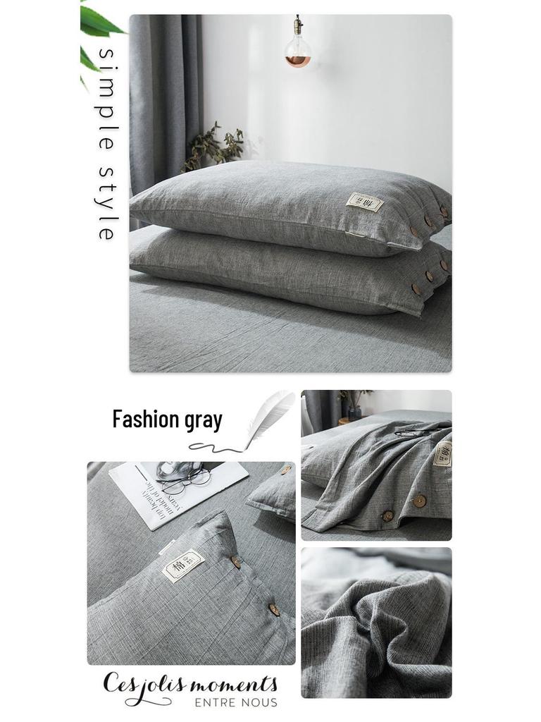 Zestaw 2 poszewek na poduszkę pojedynczą z czystej bawełny i lnu z wewnętrznym wkładem w całości bawełnianym, 48cm x 74cm