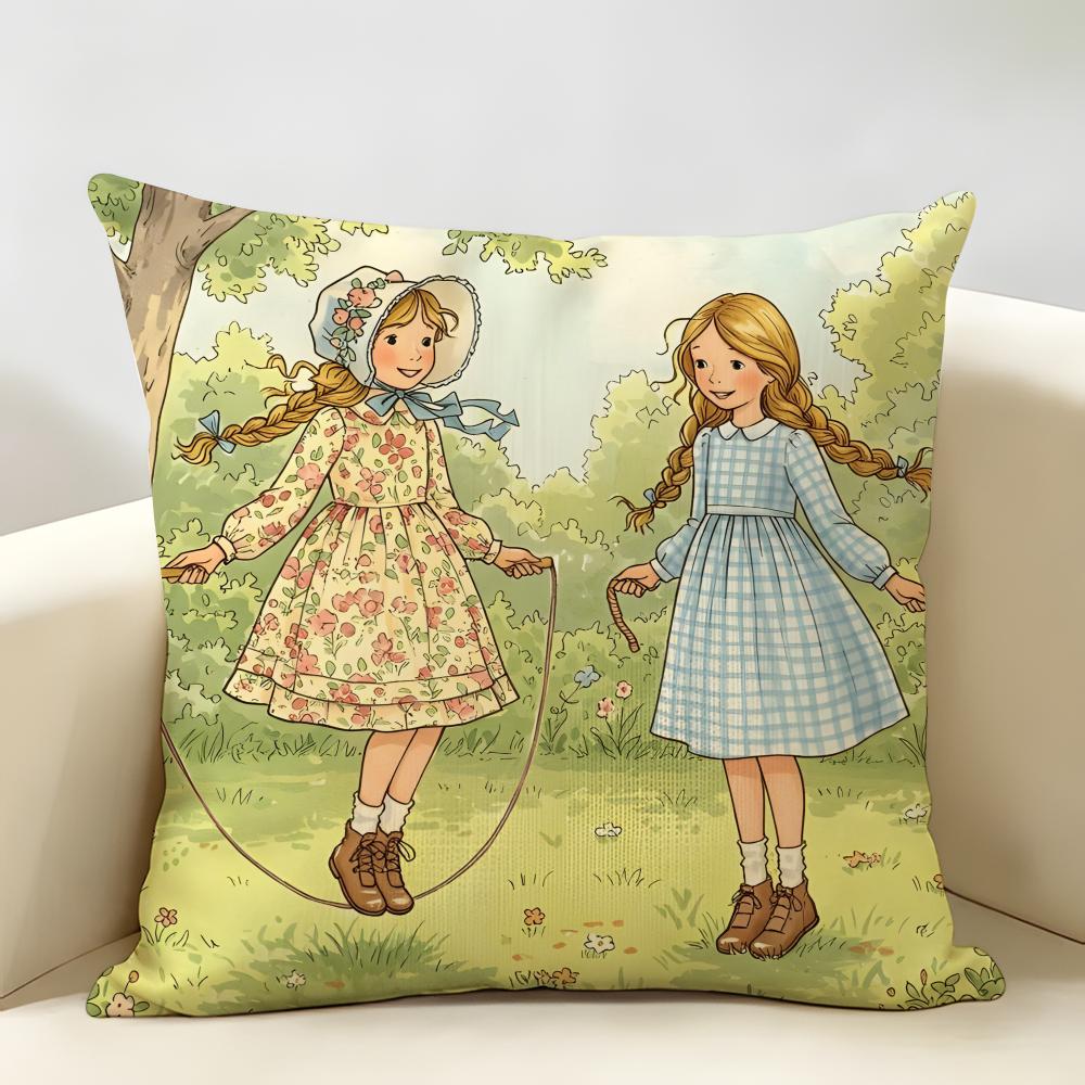 Art Sarah Kay Swing Girl Cushion Cover Durable Hypoallergenic Organic Linen Short Pillow Cover Washable