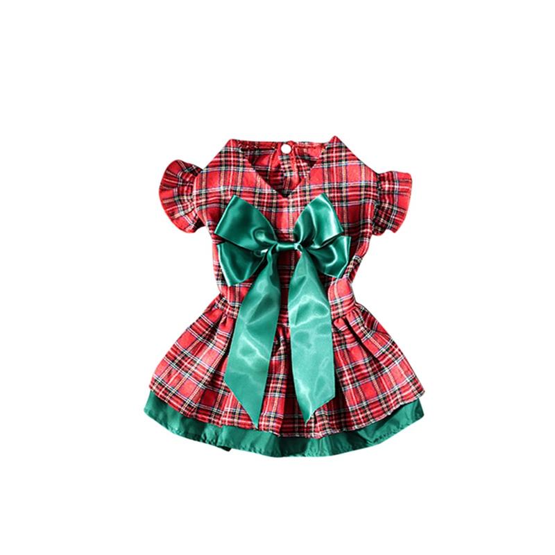 

Різдвяний одяг для домашніх собак Класична картата спідниця Одяг для цуценят на свята Рукав з рюшами XL