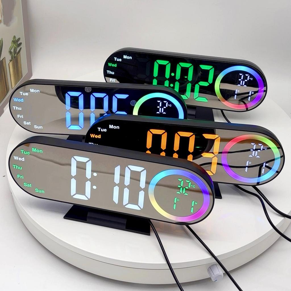 Multifunctional LED Clock Desktop Digital Display Projection Clock Intelligent Electronic Student Bedside Photosensitive Colorful Alarm Clock