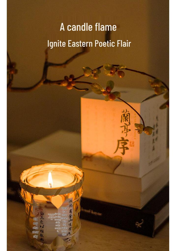Lantingji Xu Fragrance Candle Set: New Chinese Style Aroma Gift Box with Glass Cup Wax Souvenir
