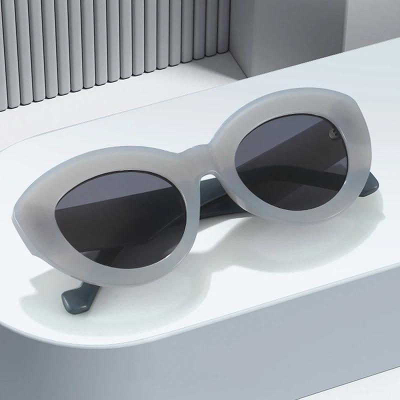 SHAUNA Cat Eye Dámské Módní Olivově Zelené Sluneční brýle Retro Stínidla UV400 Muži Oválné Luxusní sluneční brýle