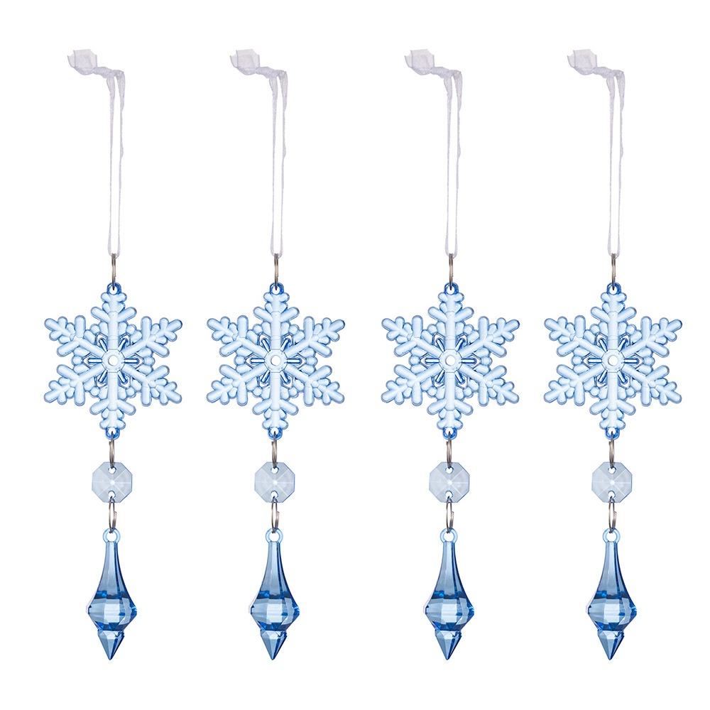4pcs Colorful Snowflake Icicle Pendants Xmas Tree Ice Hanging Ornament  Merry Christmas Decoration