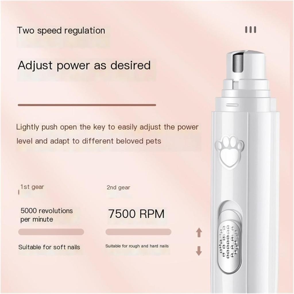 Electric Pet Nail Grinder for Cats Dogs Rabbits Multi-functional Rechargeable Nail File Grinder with Adjustable Speed and Safety Protection