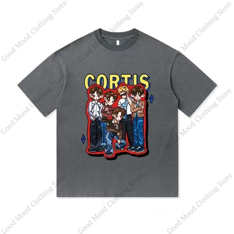 CORTIS Print T Shirt Fashion Street Hip Hop Retro JUHOON KEONHO SEONGHYEON Print Tshirt Kpop Fans Cotton Short Sleeve Tee Tops