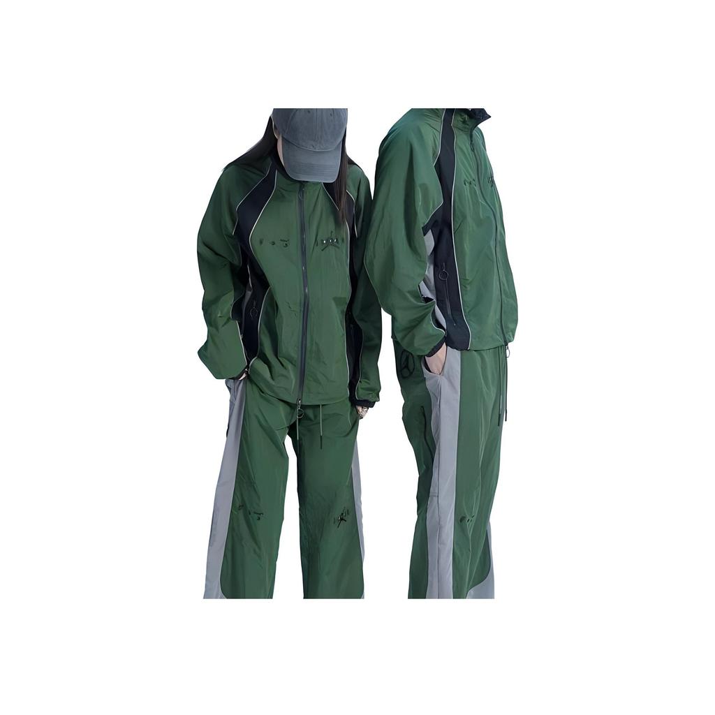 Jordan X Off-White Co-Branded Colorblock Stand Collar Loose Logo Sports Jacket Men Jacket Green CV3503-361