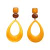 European and American resin geometric square round hollow water drop silver needle earrings retro exaggerated high-end niche earrings women