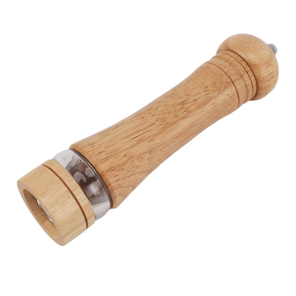 Wood Pepper Grinder with Clear Window Adjustable Coarseness Effortless Manual Operation Pepper Mill for Kitchen Light