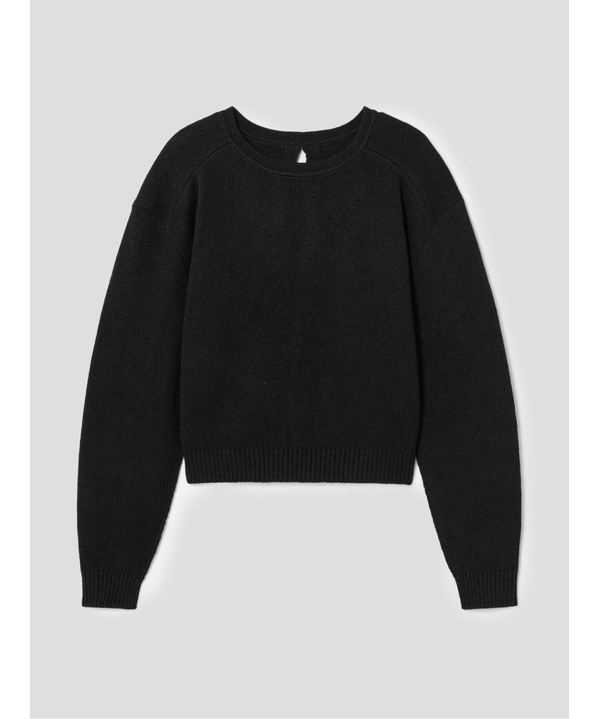 Anggae Lambswool Blend 2Holes Solid Pullover Black